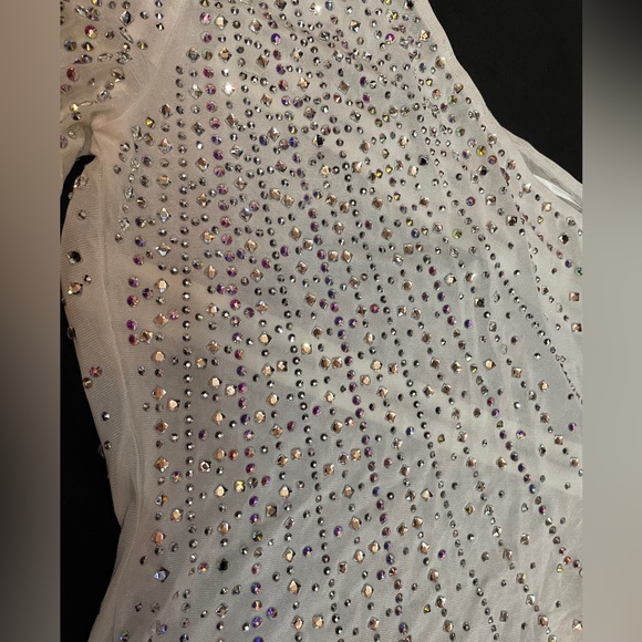 Crystal rhinestone, zipper and mesh one-shoulder dress - Picture 4 of 4